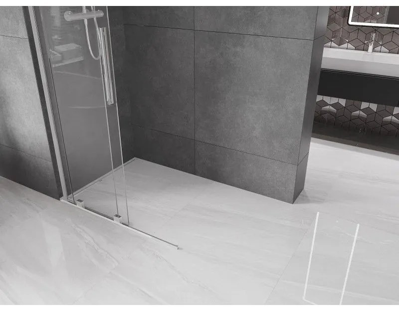 Mexen Velar L, posuvná sprchová zástena Walk-in 100 x 200 cm, 8mm číre sklo, chrómová, 871-100-003-03-01