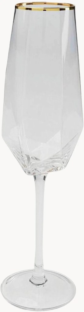 Ručne vyrobené poháre na šampanské Diamond, 4 ks