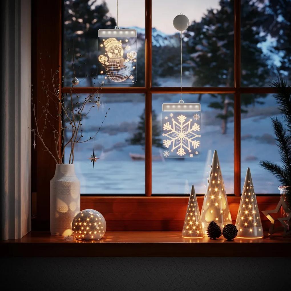 LED svetelná ozdoba na okno SNOWMAN biela