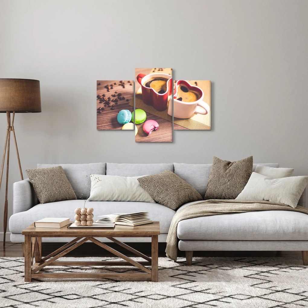 Obraz kávy a makronek (90x60 cm)