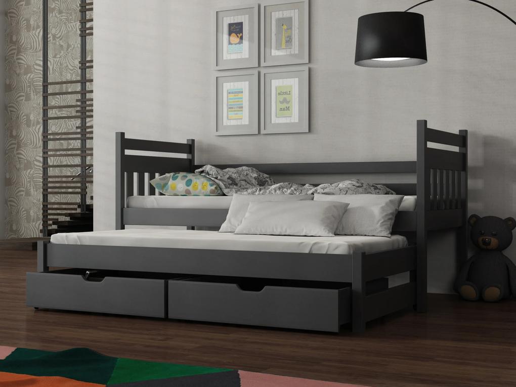 Detská posteľ 90 x 190 cm DANNY (s roštom a úl. priestorom) (grafit). Vlastná spoľahlivá doprava až k Vám domov. 1013066