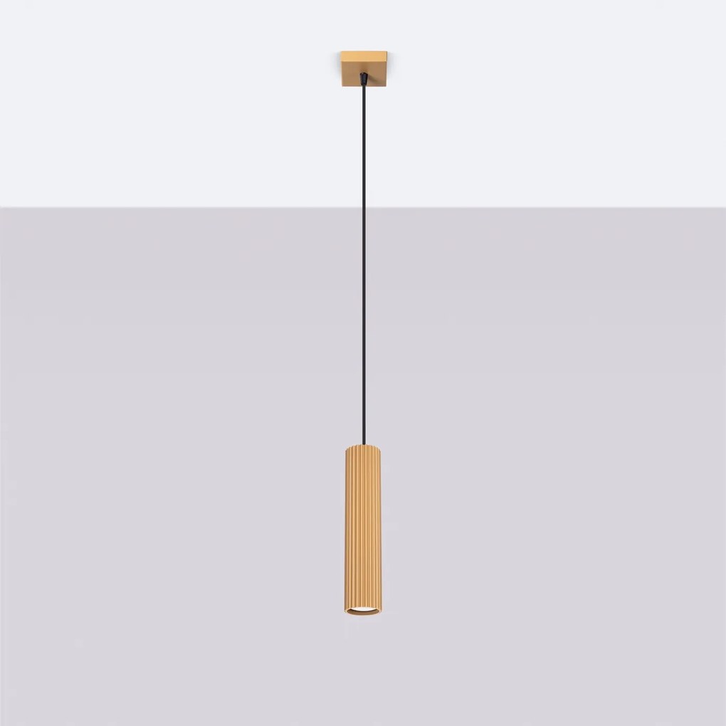 Závesné svietidlo Karbon, 1x zlaté kovové tienidlo