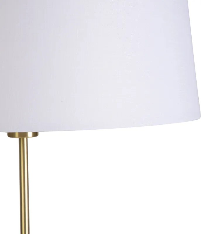 Inteligentná stojaca lampa zlatá s tienidlom z ľanu biela 45 cm vrátane Wifi A60 - Parte