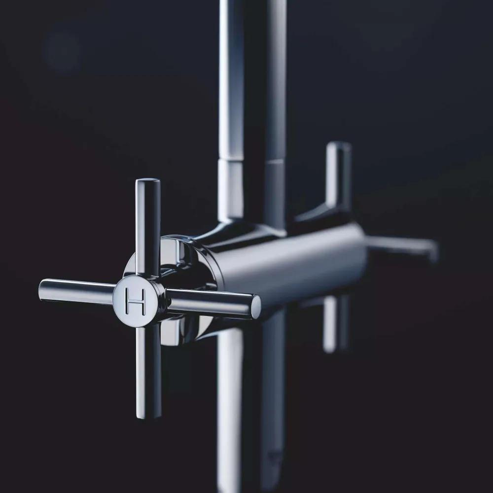 GROHE Atrio umývadlová batéria s dvomi rukoväťami v tvare kríža, s odtokovou súpravou Push-Open, výška výtoku 202 mm, chróm, 21019003