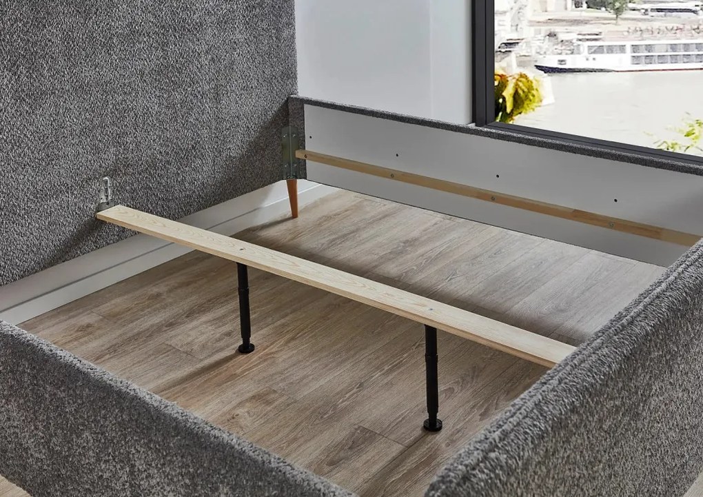 Posteľ Herning 180x200 cm, šedá štruktúrovaná látka