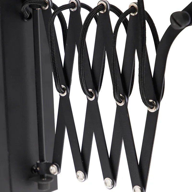 Priemyselná nástenná lampa čierna s nastaviteľným ramenom - Merle