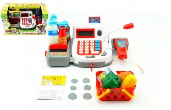 Teddies Pokladna digitální plast 30cm s doplňky na baterie se zvukem se světlem