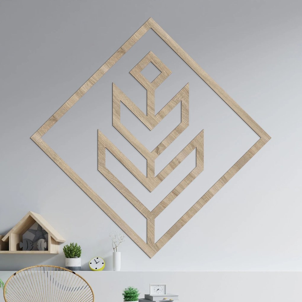 Nástenná geometrická dekorácia štvorec - SKAUKA: HDF - Javor 30 cm 4520-98402 HDF0397-C