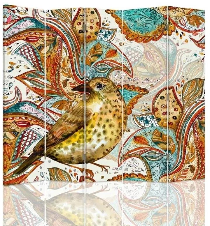 Ozdobný paraván Ptáci mandaly - 180x170 cm, päťdielny, klasický paraván