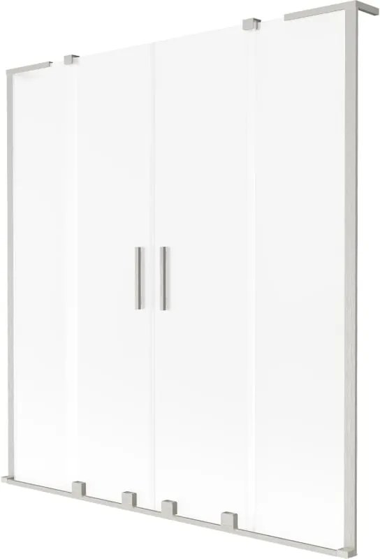 Mexen Velar L Duo, 2-krídlová posuvná vaňová zástena 140 x 150 cm, 8mm sklo námraza, brúsená oceľ, 896-140-003-32-97