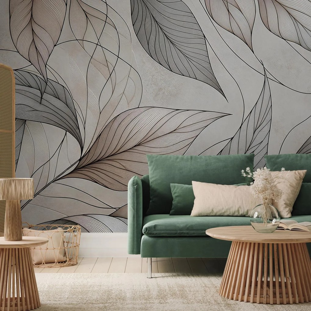 Fototapeta - Listy v béžových farbách (147x102 cm)