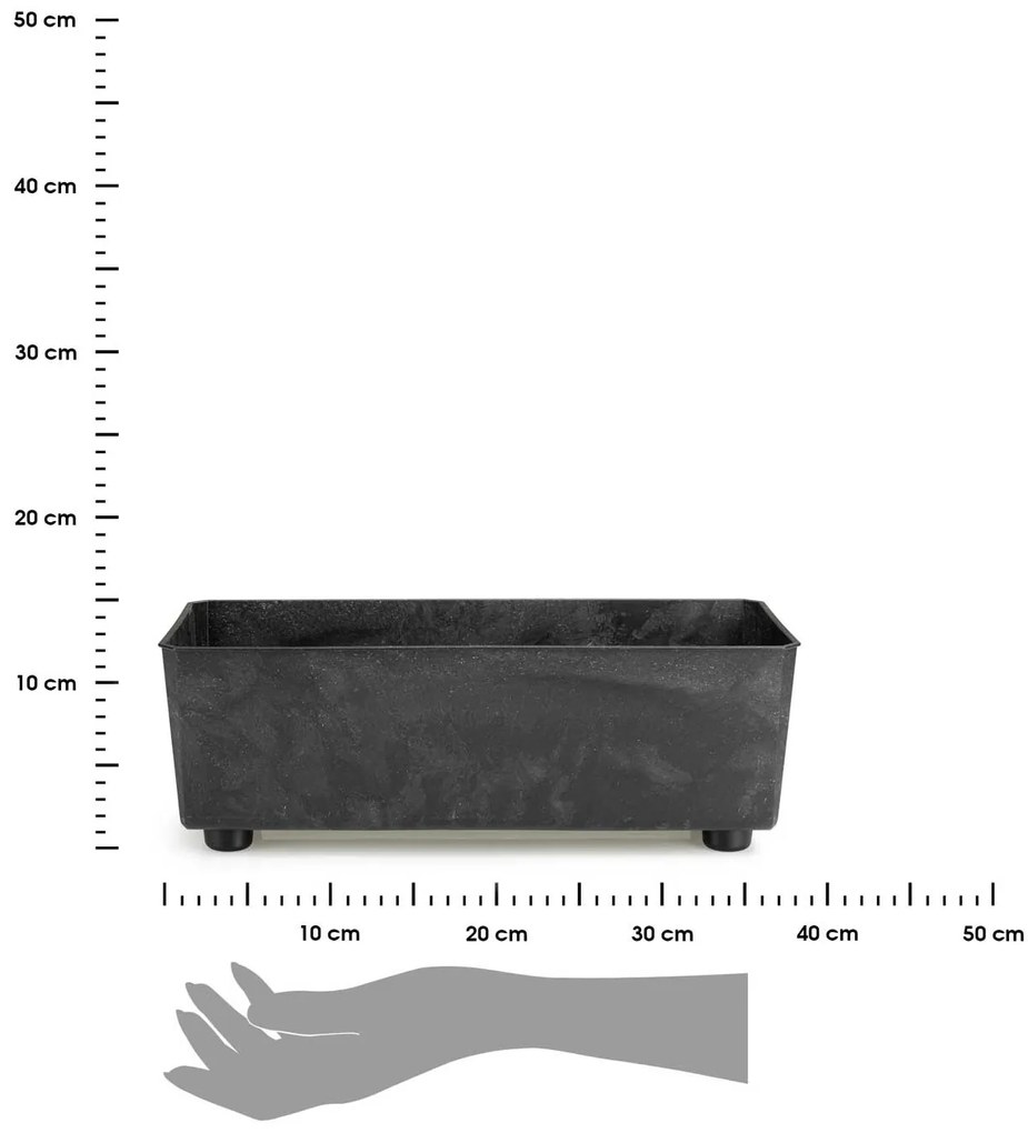 PLASTOVÝ KVETINÁČ SALVIA 37,5X17 CM IMITÁCIA BETÓNU ČIERNA