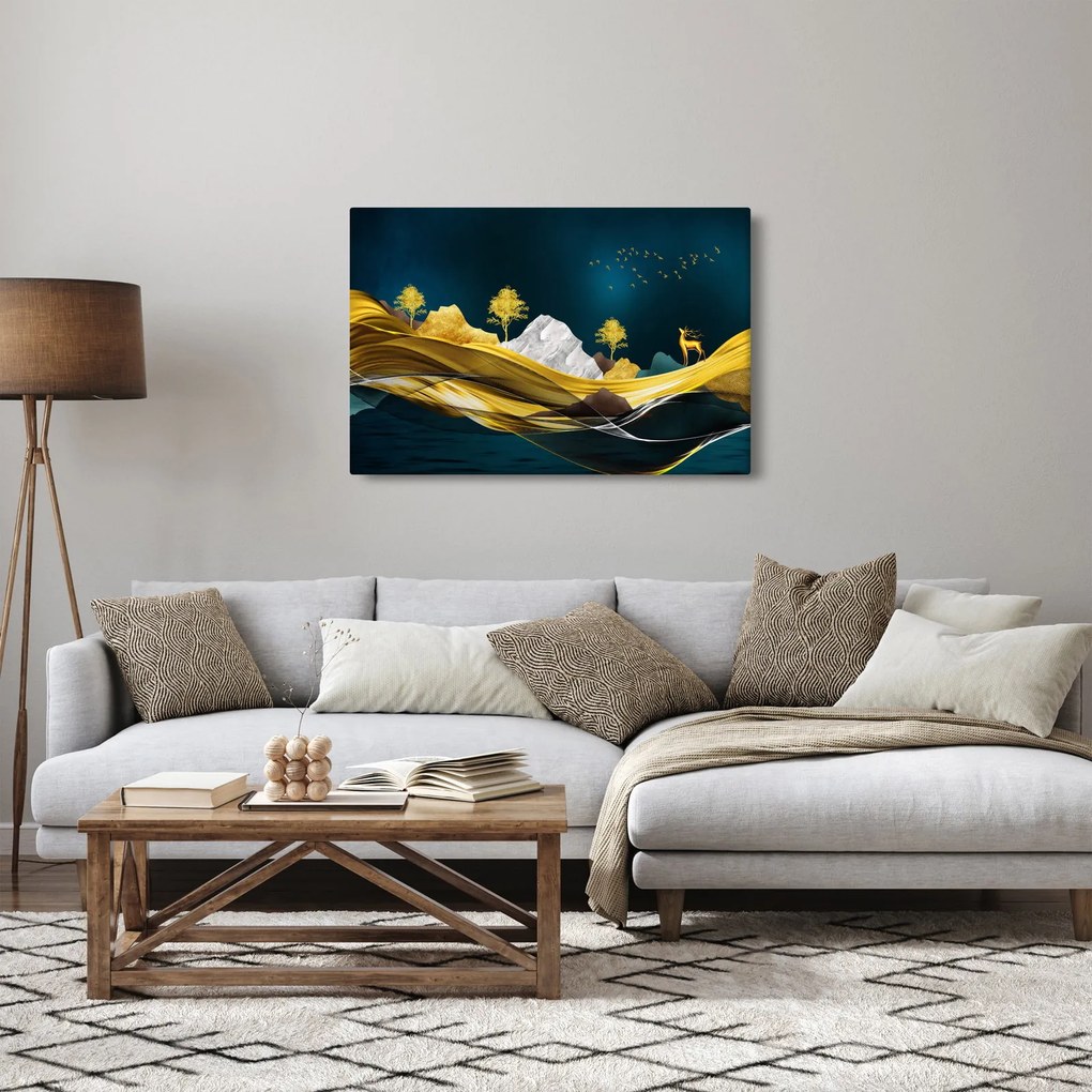 Obraz - Jeleň v krajine (90x60 cm)
