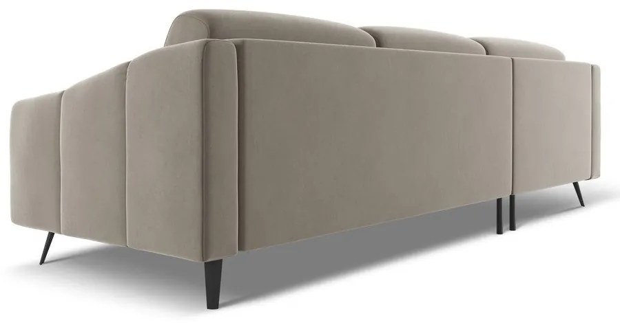 Béžová zamatová rohová pohovka (ľavý roh) Nalu – Makamii