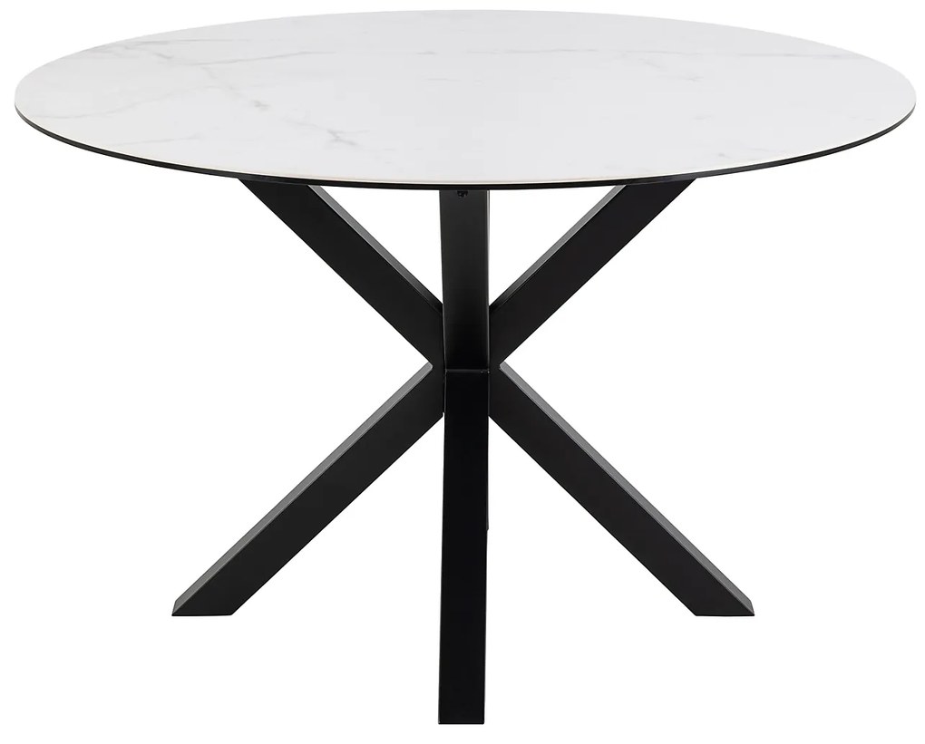 Jídelní kulatý stůl Heaven 120 cm bílý mramor/černý