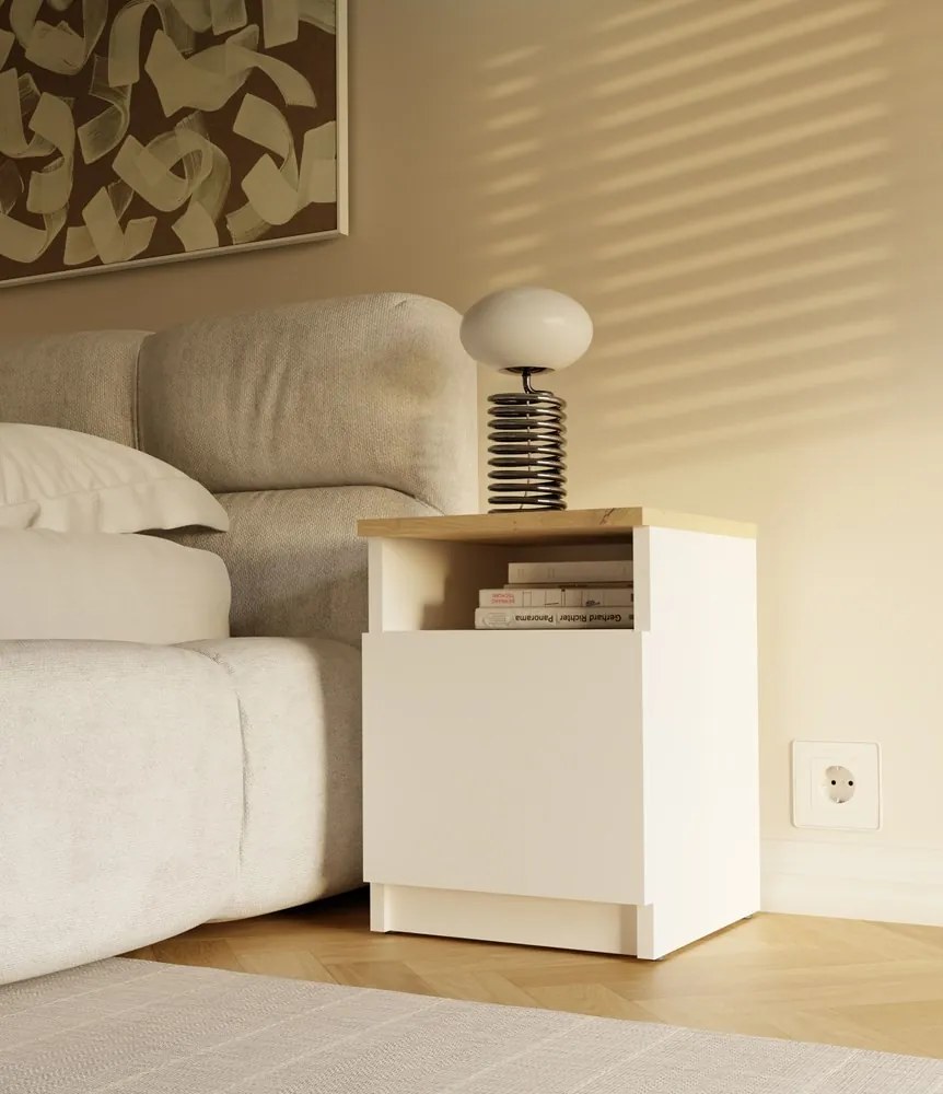 Nočný stolík Galax 30 cm dub artisan/biely