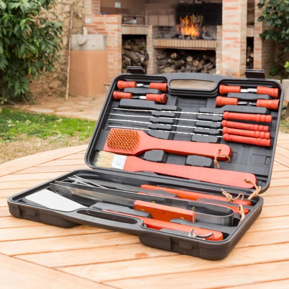 18-dielna sada náradia na grilovanie z antikoro ocele v kufríku InnovaGoods Barbecue