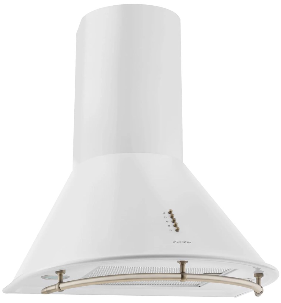 Klarstein Lumio Neo, digestor, 60 cm, komínový, 610 m³/h, retro dizajn, nehrdzavejúca oceľ, biely