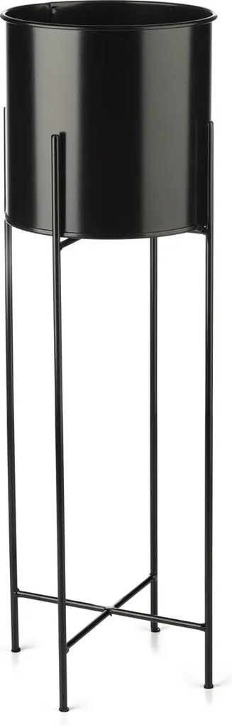 KOVOVÝ KVETINÁČ SO STOJANOM DARK 75X21 CM ČIERNA