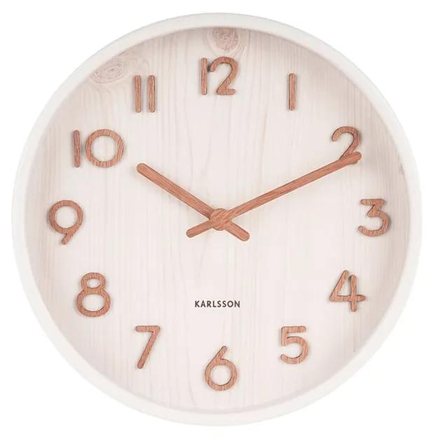 KARLSSON Nástenné hodiny Pure Small biela lipa ø 22 cm x 4,5 cm