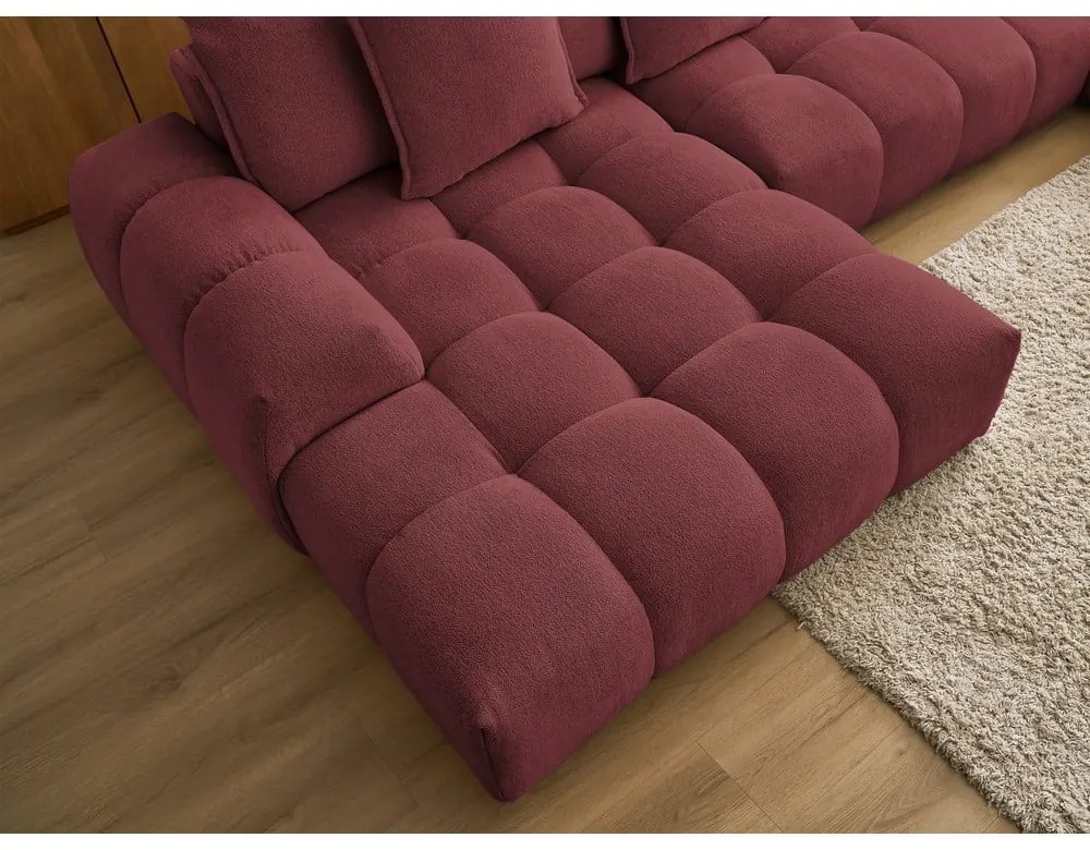 Vínovočervená ženilková rozkladacia/s úložným priestorom rohová pohovka (pravý roh/do tvaru "U") Everest – Bobochic Paris