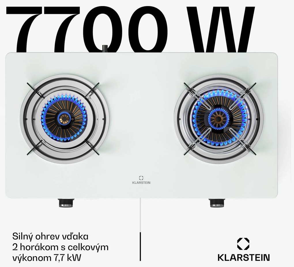 Klarstein Barzona kempingový varič, 2 horáky, 3,4 kW & 4,3 kW, plynová dvojplatnička, nehrdzavejúca oceľ, mobilná