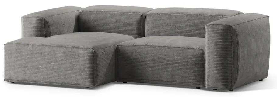 Svetlosivá menčestrová rohová pohovka (ľavý roh/s leňoškou) Bergamo – Cosmopolitan Design