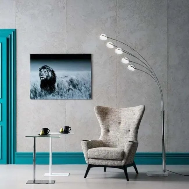 Dizajnová stojaca lampa FIVE FINGERS 100x220 cm chróm, mramorový podstavec