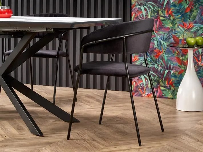 Rozkladací jedálenský stôl 160-200 cm Delma (mramor biely + čierna + sivá) (pre 6 8 osôb). Akcia -14%. Vlastná spoľahlivá doprava až k Vám domov. 1048919