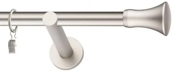 Dekorstudio Chrómová matná jednoradová garniža MONACO 19mm Dĺžka: 160cm, Typ uchytenia: Držiak modern, Typ príslušenstva: Krúžky tiché so štipcami
