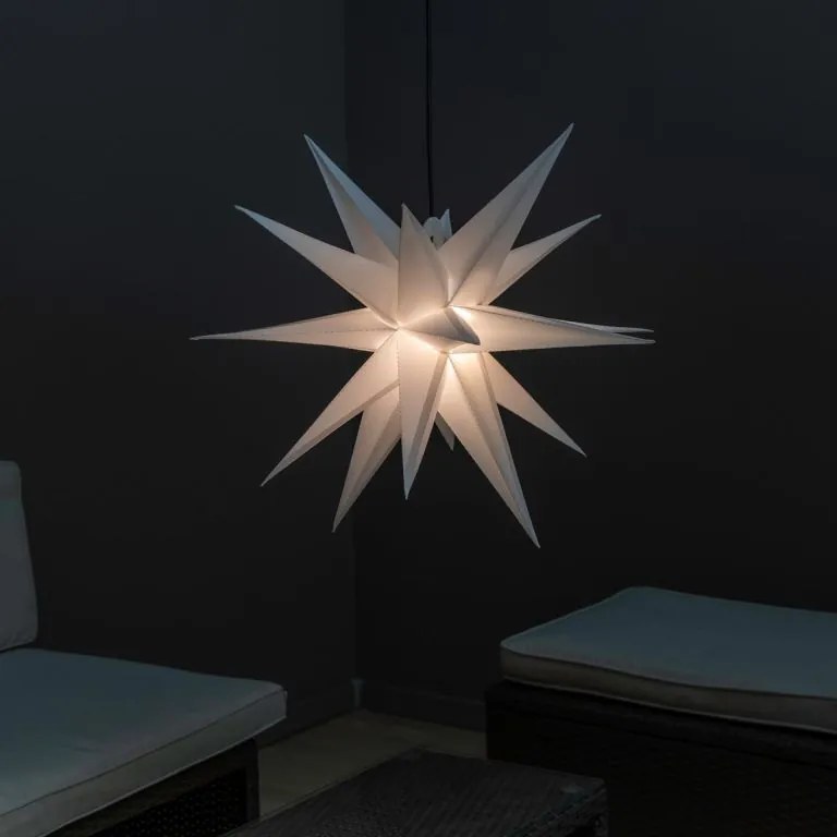 Nexos 67069 Vianočná dekorácia - hviezda s časovačom 1 LED, 55 cm, biela