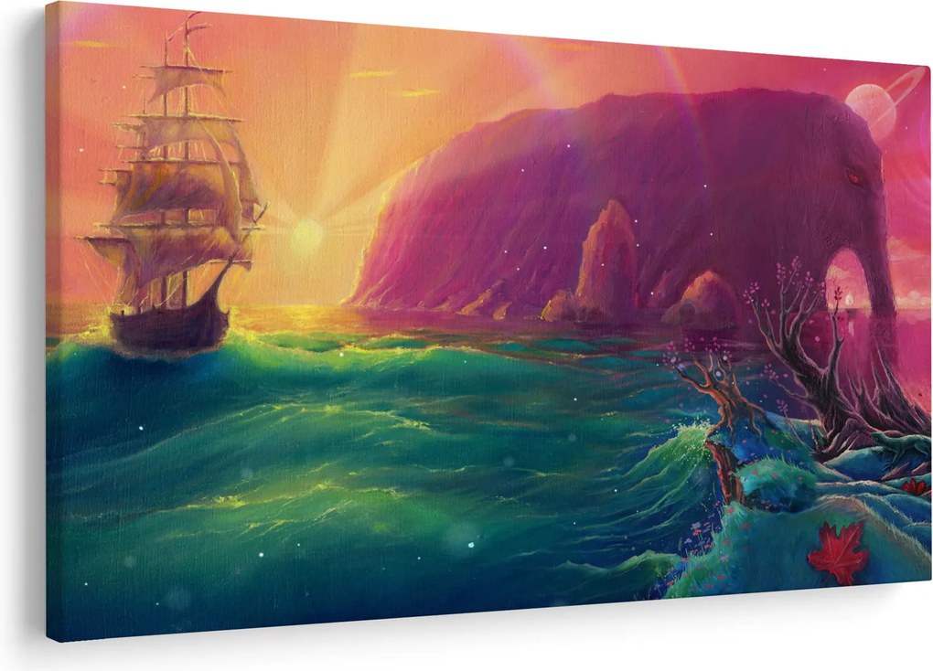 Obraz - Olejomaľba, Plavba do fantastickej ríše (90x60 cm)