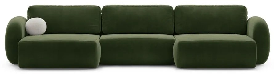Zelená zamatová rozkladacia/s úložným priestorom rohová pohovka (do tvaru "U") Tonale – Cosmopolitan Design