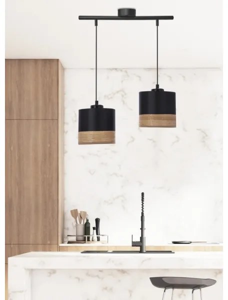 Luster na lanku PORTO 2xE27/60W/230V čierna/hnedá