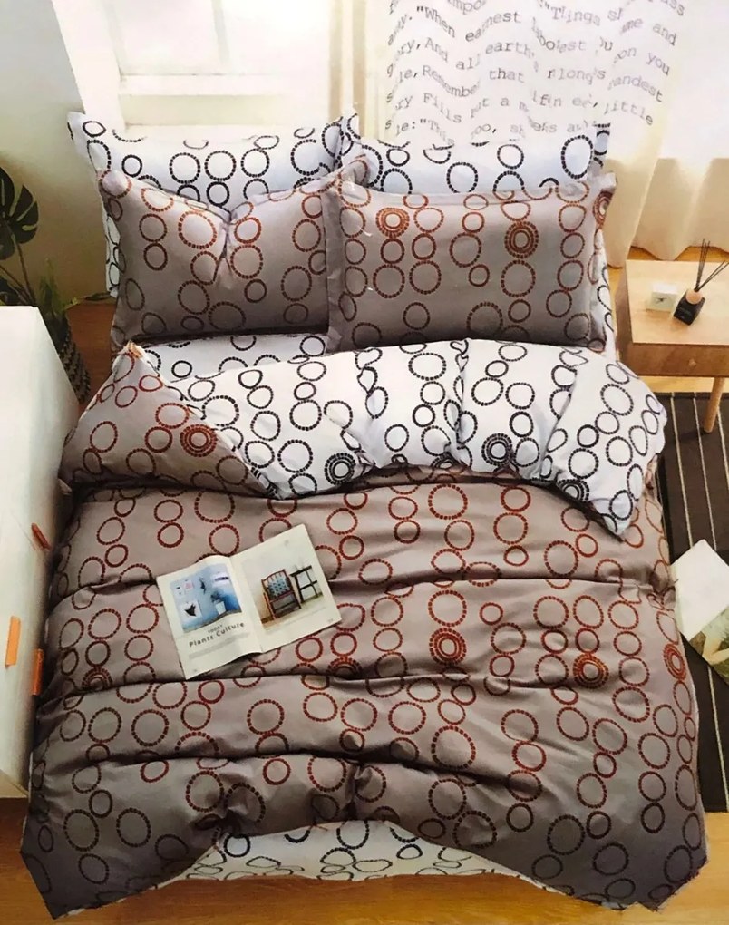Sendia Textil SOFT BROWN CIRCLES foto obliečky 140x200 cm 7 Set Balenie Rozmer obliečok: 140x200 cm, Obsah balenia: 7 Set Balenie