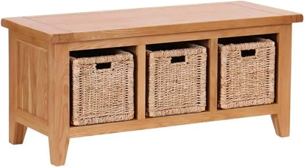 Lavica s košíkmi z ratanu, 110x45x50 cm