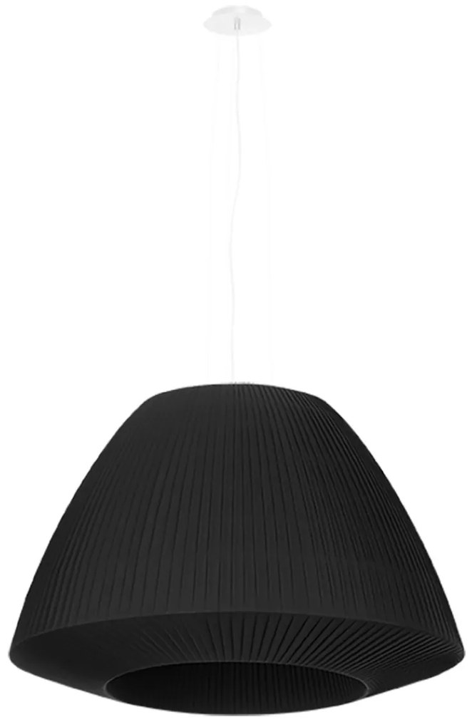 Závesné svietidlo Bella, 1x čierne textilné tienidlo, (biele sklo), (fi 60 cm)