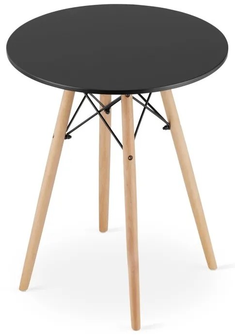 Jedálenský stôl 60 cm čierny/ hnedé nohy
