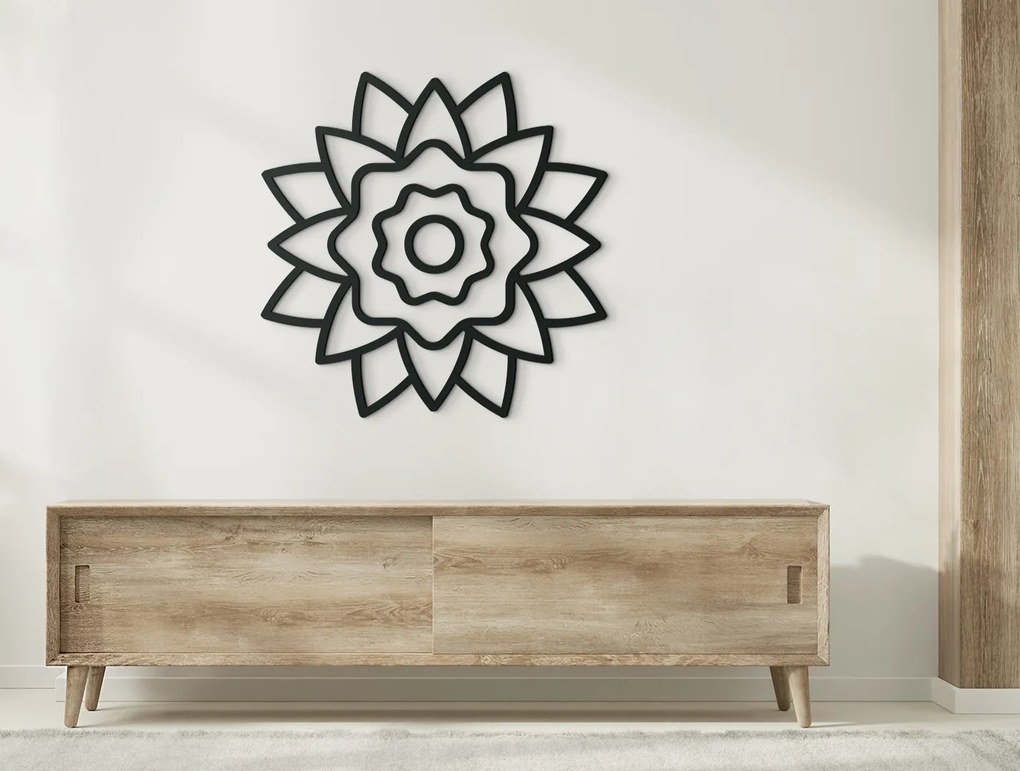 drevko Kvetinová mandala z dreva Rozmer obrazu: 44,5 x 44,5 cm, Farba dekorácie: Čierna