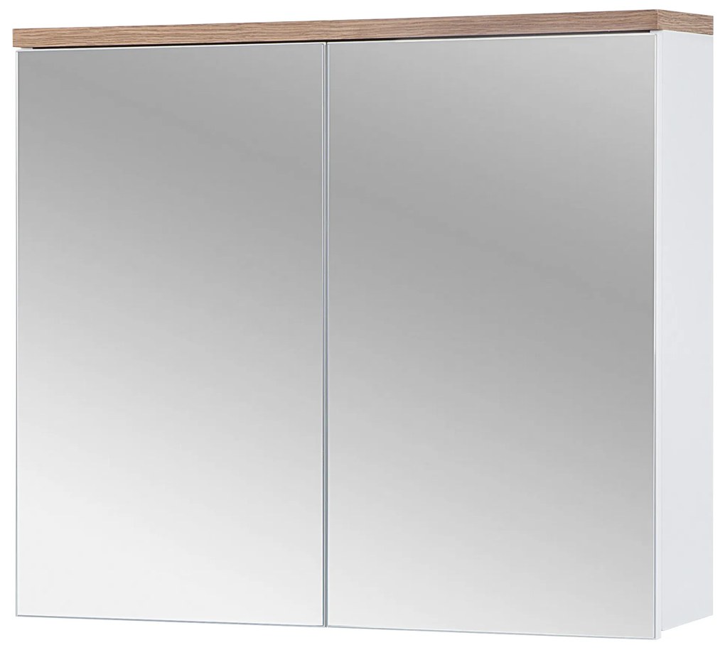 Kúpeľňová závesná skrinka BALI biela so zrkadlom 80 cm