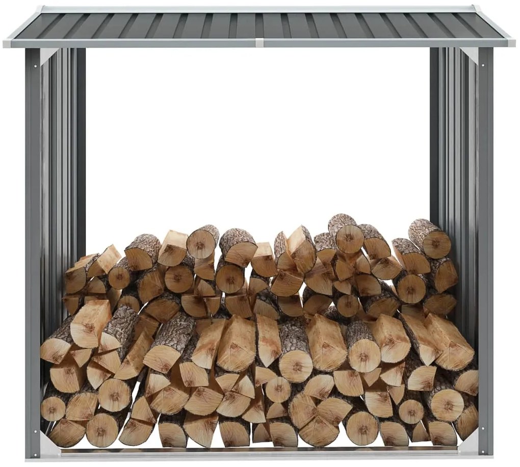 Záhradná kôlňa na drevo z pozinkovanej ocele 172x91x154 cm sivá