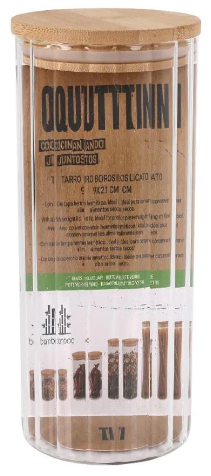 Sklenená dóza na potraviny TITICO s bambusovým vekom 9 x 21 cm