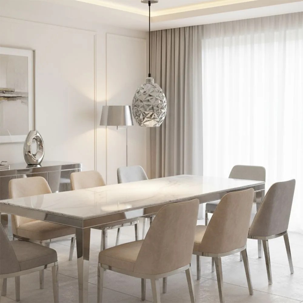 Toolight - Chrómovaná sklenená závesná lampa 1xE27 60W APP564-1CP, chrómová, OSW-09670