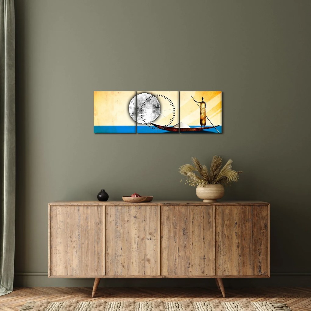 Obraz - Staroveká maľba (s hodinami) (90x30 cm)