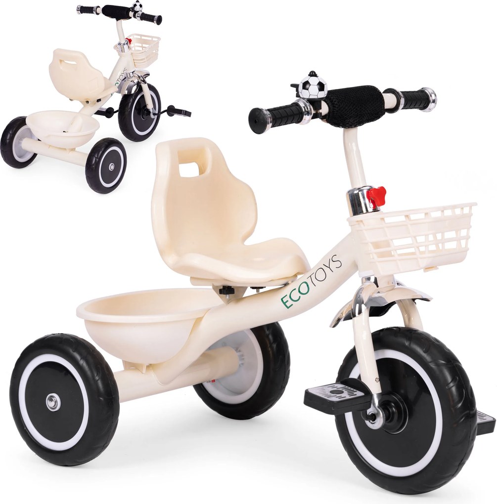 Detský trojkolový bicykel ECOTOYS od 12 mesiacov – EVA kolesá, košík, zvonček