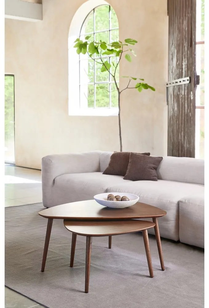 Hnedé konferenčné stolíky v súprave 2 ks v dekore duba 70x100 cm Adda – Unique Furniture