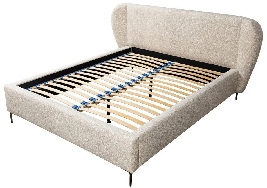 Béžová čalúnená dvojlôžková posteľ s roštom 180x200 cm Makana – Makamii