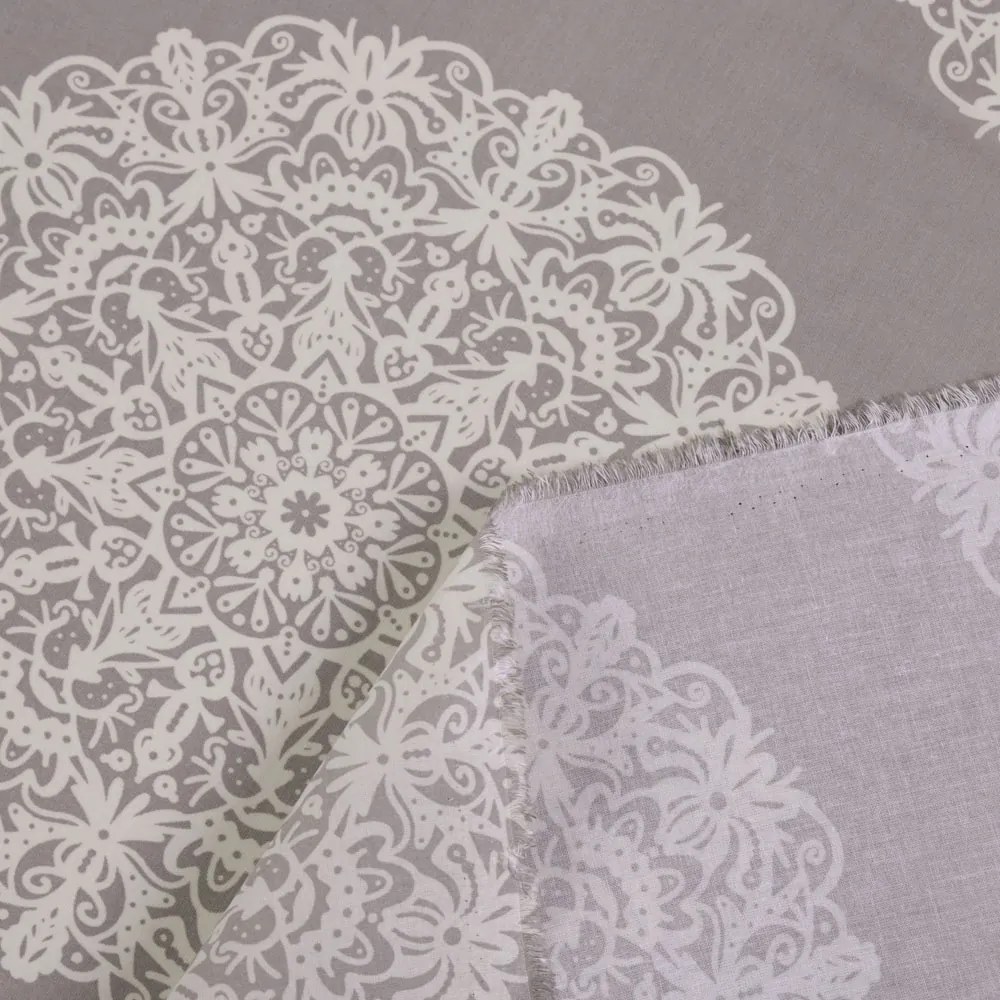 Biante Bavlnený záves Sandra SA-547 Krémové mandaly na béžovosivom 150x180 cm