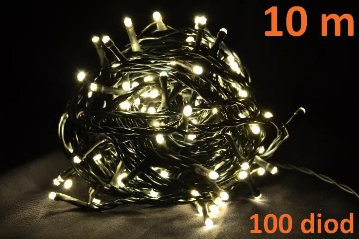Vianočné LED osvetlenie 10 m - teplá biela, 100 diód