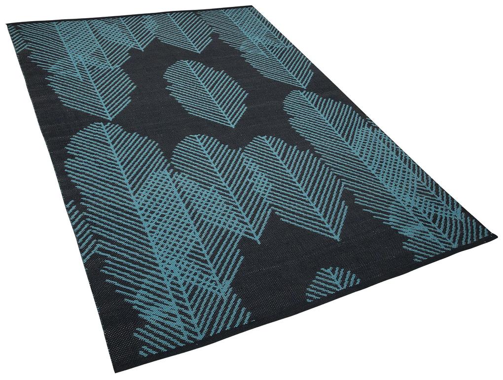 Obojstranný vonkajší koberec 140 x 200 cm čierna/modrá MEZRA Beliani